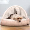 image:imageFurhaven 26 Round Memory Foam Dog Bed for MediumSmall Dogs w Removable Washable Cover For Dogs Up to 30 lbs  Sherpa amp Suede Snuggery  Gray 26inchFaux Lambswool  Suede Cream