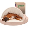 image:imageFurhaven 26 Round Memory Foam Dog Bed for MediumSmall Dogs w Removable Washable Cover For Dogs Up to 30 lbs  Sherpa amp Suede Snuggery  Gray 26inchFaux Lambswool  Suede Cream