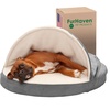 image:imageFurhaven 26 Round Memory Foam Dog Bed for MediumSmall Dogs w Removable Washable Cover For Dogs Up to 30 lbs  Sherpa amp Suede Snuggery  Gray 26inchFaux Lambswool  Suede Gray