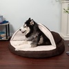 image:imageFurhaven 26 Round Memory Foam Dog Bed for MediumSmall Dogs w Removable Washable Cover For Dogs Up to 30 lbs  Sherpa amp Suede Snuggery  Gray 26inchFaux Lambswool  Suede Espresso