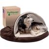 image:imageFurhaven 26 Round Memory Foam Dog Bed for MediumSmall Dogs w Removable Washable Cover For Dogs Up to 30 lbs  Sherpa amp Suede Snuggery  Gray 26inchFaux Lambswool  Suede Espresso