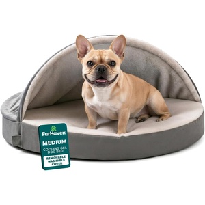 image:imageFurhaven 26 Round Cooling Gel Dog Bed for MediumSmall Dogs w Removable Washable Cover For Dogs Up to 30 lbs  Sherpa amp Suede Snuggery  Gray 26inchFaux Lambswool  Suede Gray
