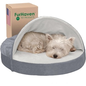 image:imageFurhaven 26 Round Cooling Gel Dog Bed for MediumSmall Dogs w Removable Washable Cover For Dogs Up to 30 lbs  Sherpa amp Suede Snuggery  Gray 26inchMicrovelvet Silver