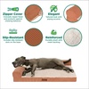 image:imageFurhaven Jumbo Plus 53x40 Cooling Gel Dog Bed  Plush amp Grid Cord LShaped Chaise Lounge Pet Bed Removable Washable Cover MinkCopper
