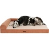 image:imageFurhaven Jumbo Plus 53x40 Cooling Gel Dog Bed  Plush amp Grid Cord LShaped Chaise Lounge Pet Bed Removable Washable Cover MinkCopper