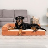 image:imageFurhaven Jumbo Plus 53x40 Cooling Gel Dog Bed  Plush amp Grid Cord LShaped Chaise Lounge Pet Bed Removable Washable Cover MinkCopper