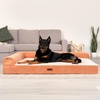 image:imageFurhaven Jumbo Plus 53x40 Cooling Gel Dog Bed  Plush amp Grid Cord LShaped Chaise Lounge Pet Bed Removable Washable Cover MinkCopper