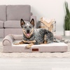 image:imageFurhaven Jumbo Plus 53x40 Cooling Gel Dog Bed  Plush amp Grid Cord LShaped Chaise Lounge Pet Bed Removable Washable Cover MinkMink