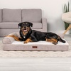 image:imageFurhaven Jumbo Plus 53x40 Cooling Gel Dog Bed  Plush amp Grid Cord LShaped Chaise Lounge Pet Bed Removable Washable Cover MinkMink