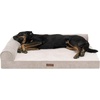 image:imageFurhaven Jumbo Plus 53x40 Cooling Gel Dog Bed  Plush amp Grid Cord LShaped Chaise Lounge Pet Bed Removable Washable Cover MinkMink