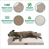image:imageFurhaven Jumbo Plus 53x40 Cooling Gel Dog Bed  Plush amp Grid Cord LShaped Chaise Lounge Pet Bed Removable Washable Cover MinkMink