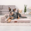 image:imageFurhaven Jumbo Plus 53x40 Cooling Gel Dog Bed  Plush amp Grid Cord LShaped Chaise Lounge Pet Bed Removable Washable Cover MinkMink