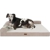 image:imageFurhaven Jumbo Plus 53x40 Cooling Gel Dog Bed  Plush amp Grid Cord LShaped Chaise Lounge Pet Bed Removable Washable Cover MinkMink