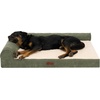 image:imageFurhaven Jumbo Plus 53x40 Cooling Gel Dog Bed  Plush amp Grid Cord LShaped Chaise Lounge Pet Bed Removable Washable Cover MinkOlive
