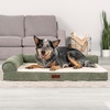 image:imageFurhaven Jumbo Plus 53x40 Cooling Gel Dog Bed  Plush amp Grid Cord LShaped Chaise Lounge Pet Bed Removable Washable Cover MinkOlive