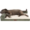 image:imageFurhaven Jumbo Plus 53x40 Cooling Gel Dog Bed  Plush amp Grid Cord LShaped Chaise Lounge Pet Bed Removable Washable Cover MinkOlive