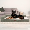 image:imageFurhaven Jumbo Plus 53x40 Cooling Gel Dog Bed  Plush amp Grid Cord LShaped Chaise Lounge Pet Bed Removable Washable Cover MinkOlive