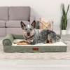 image:imageFurhaven Jumbo Plus 53x40 Cooling Gel Dog Bed  Plush amp Grid Cord LShaped Chaise Lounge Pet Bed Removable Washable Cover MinkOlive