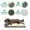 image:imageFurhaven Jumbo Plus 53x40 Cooling Gel Dog Bed  Plush amp Grid Cord LShaped Chaise Lounge Pet Bed Removable Washable Cover MinkOlive