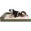image:imageFurhaven Jumbo Plus 53x40 Cooling Gel Dog Bed  Plush amp Grid Cord LShaped Chaise Lounge Pet Bed Removable Washable Cover MinkOlive