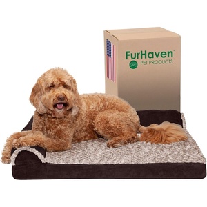 image:imageFurhaven Orthopedic Dog Bed for LargeMedium Dogs w Removable Bolsters amp Washable Cover For Dogs Up to 55 lbs  TwoTone Plush Faux Fur amp Suede L Shaped Chaise  Espresso Large